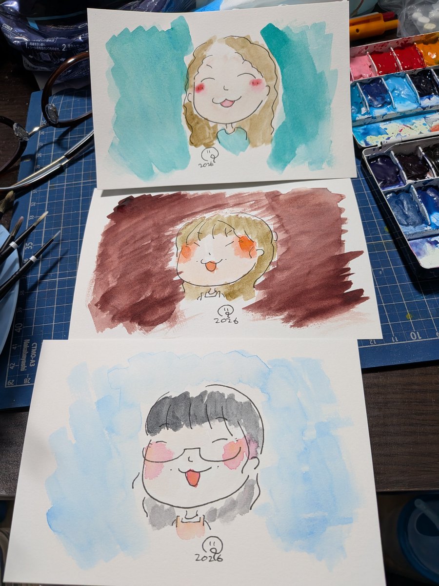 keisankibou's tweet photo. きょうはホームの世話人さんにお礼のイラストを描いていました。男性の方、ウィンタースポーツのお仕事で山に行くそうなので応援メッセージを入れました。 https://t.co/6ylD52sz3s