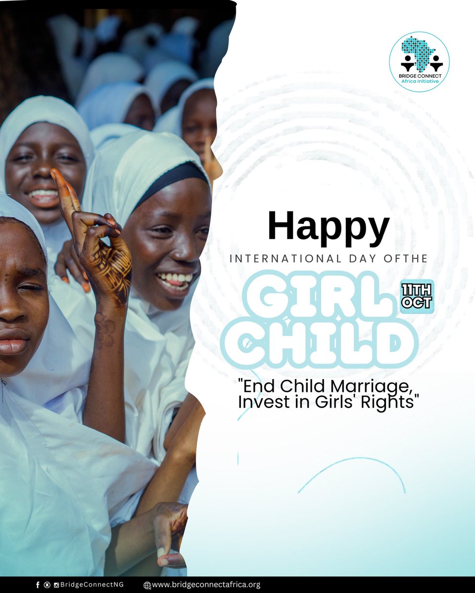 BridgeConnectNG's tweet photo. Happy International Day of the Girl Child! 🥳🎉

https://t.co/UrYnXuV3af

#internationaldayofthegirlchild #investingirls  #endchildmarriage #bcaibage #bridgeconnectafrica https://t.co/w5merfE1nU