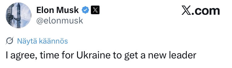 joni_askola's tweet photo. Ukraine losing access to Starlink would cause months of extreme hardship, but it would force Kyiv to finally break its reliance on the US, which has proven unreliable under Trump. 

It would be absolutely horrible now, but it may be the only way to end that dependency https://t.co/Gk8J0SfFs8