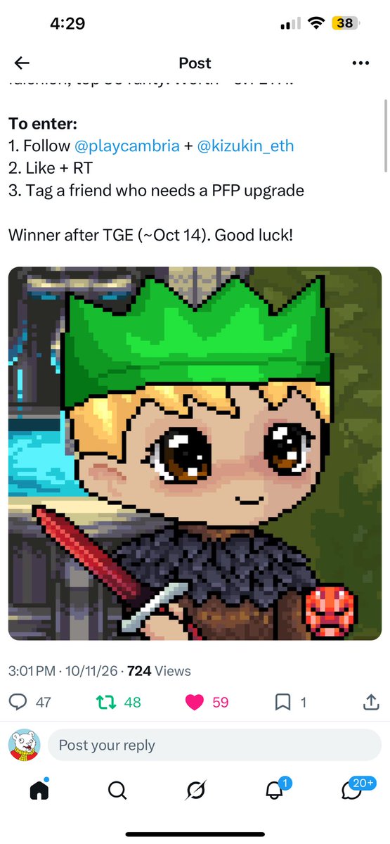 RomGolden6651's tweet photo. @kizukin_eth @Cambrilio @playcambria Thank you so much for the Cambrilio, much love for the generosity

My friend here needs a PFP upgrade @wbupacct https://t.co/2sSMEnlFQ1