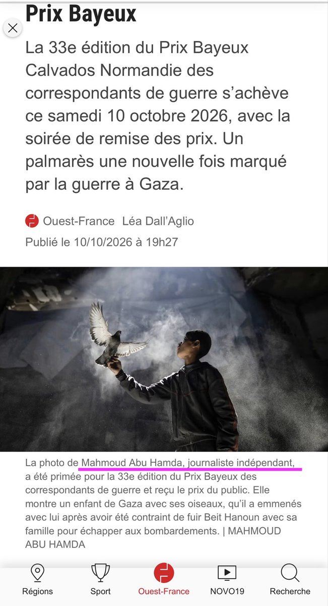 ZhangZhangZhang's tweet photo. Alors, finalement, on sépare bien l’artiste de son œuvre ?

Le 7 octobre 2023, alors que les atrocités du Hamas s’abattaient sur des civils israéliens, 
M.Mahmoud Abu Hamda a déclaré:
« C’est officiel, on a des esclaves sexuels 😂 »

Aujourd’hui, la France lui décerne un prestigieux prix de photojournalisme.

Pas une féministe dans ce jury ?
Ou le féminisme s’arrête-t-il lorsque les cibles sont juives ?

@PrixBayeux @lemondefr @OuestFrance