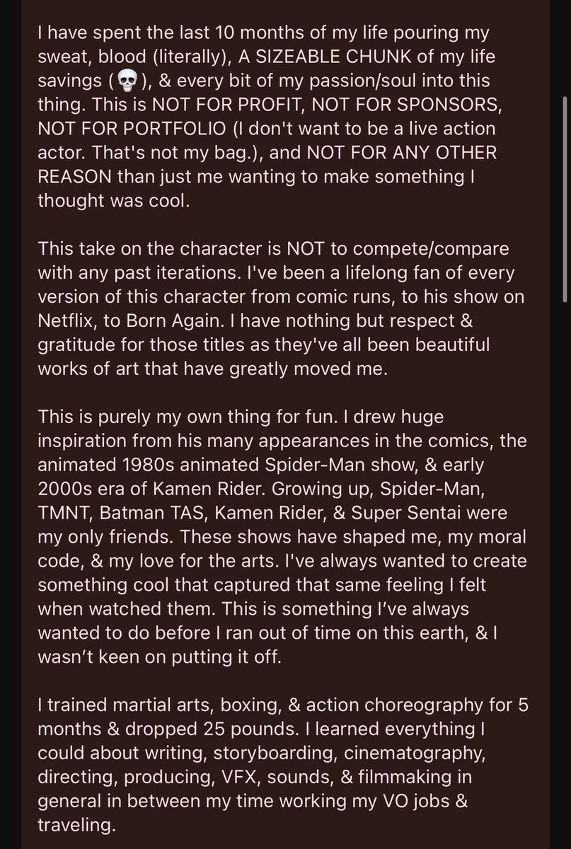 AleksLeVO's tweet photo. VERY important I make this clear regarding DAMNED. It was made purely as a love letter 🫶 I’m a huge fan of Charlie Cox &amp; both of the DD shows. I wouldn’t be an actor without them.

I DON’T want to be an on-camera actor. I wanna mocap for games. I made the short just for fun 🙏 https://t.co/dO28MVca80