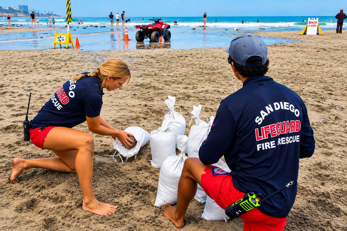 Jessicanmcw's tweet photo. ⚠️ San Diego County officials urge the public to stay off beaches Sunday as floodwaters are expected. Stay safe and follow local warnings.
Read more: https://t.co/L4NEva7nen
#SanDiego #FloodAlert https://t.co/pJBCElZDTO