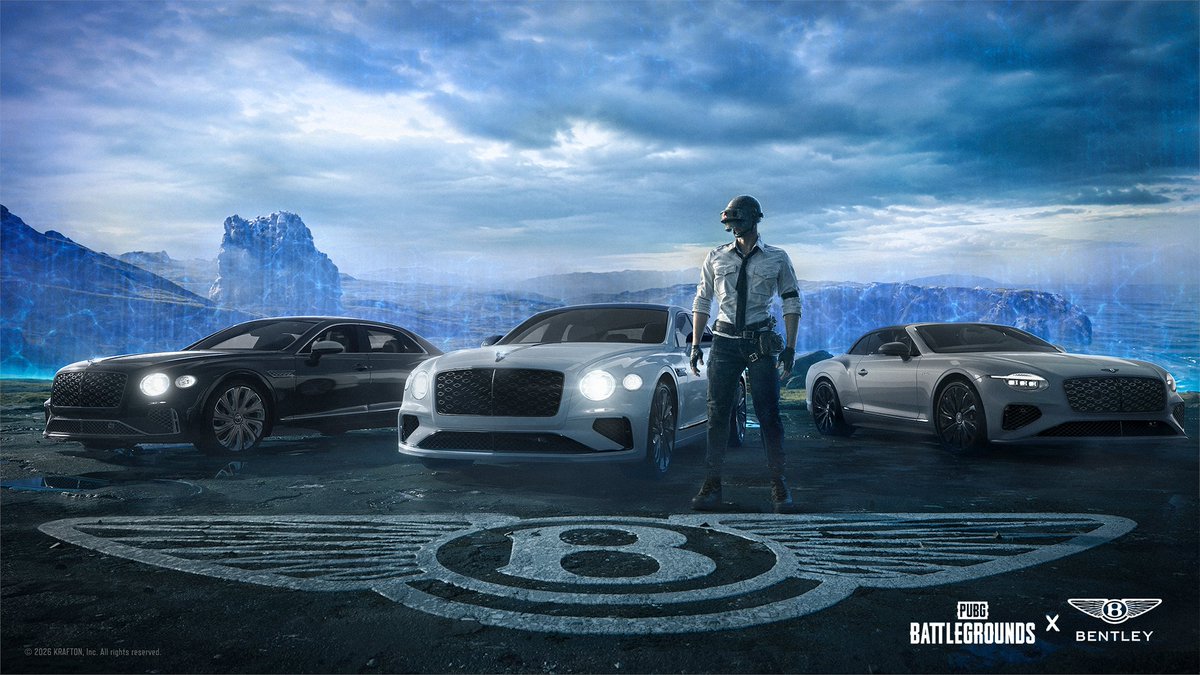 PUBG's tweet photo. When the Blue Zone closes in, make an entrance that stands apart. 
PUBG × Bentley arrives October 14 for PC, October 22 for Console. https://t.co/9vBboSSehE