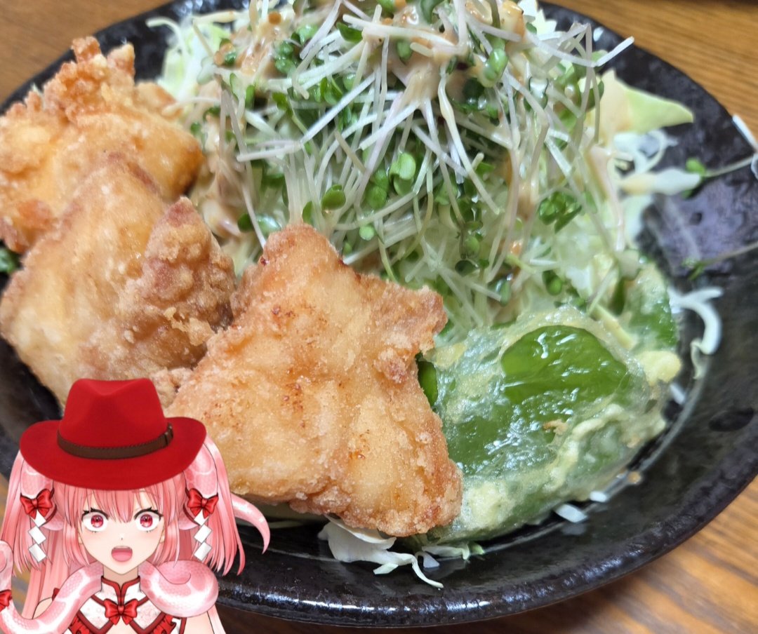 jami8jato's tweet photo. 唐揚げ！

うちで採れたお野菜も！ https://t.co/3sTUONwuEV