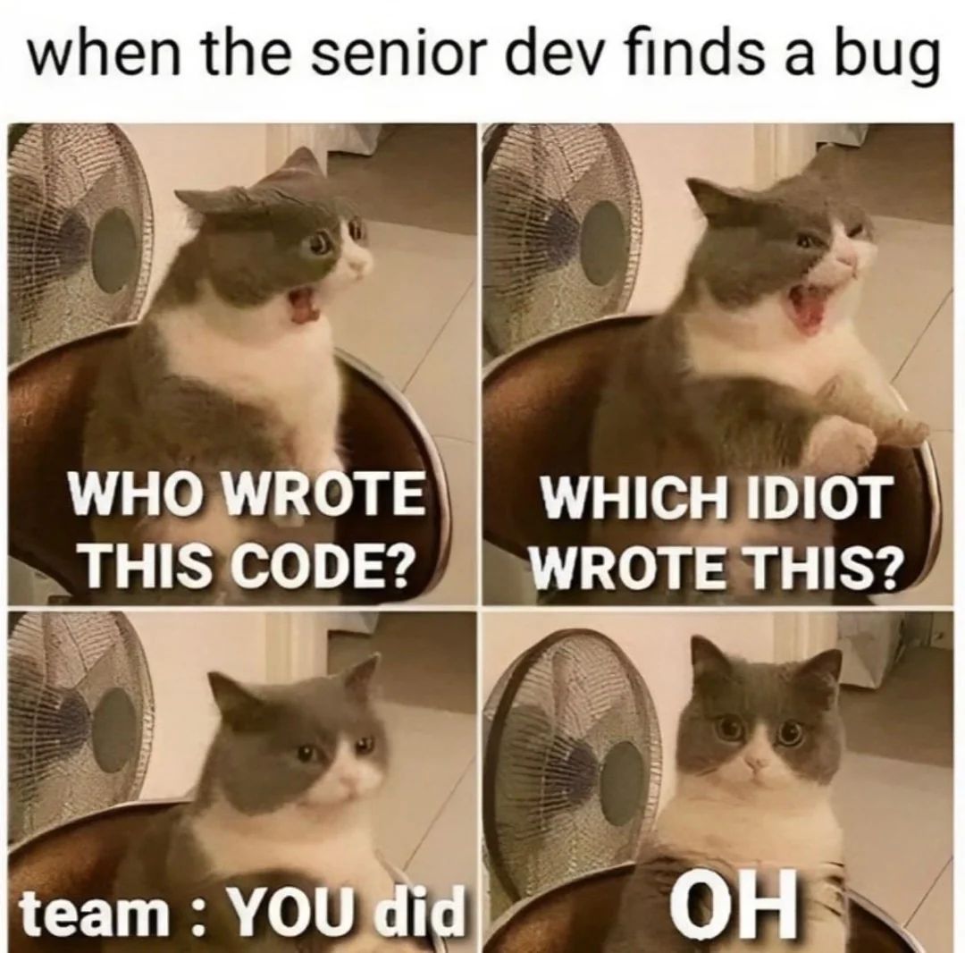 pvs_studio's tweet photo. oh no...
#meme #programminghumor #teamleads https://t.co/3Tz7UYsr2G