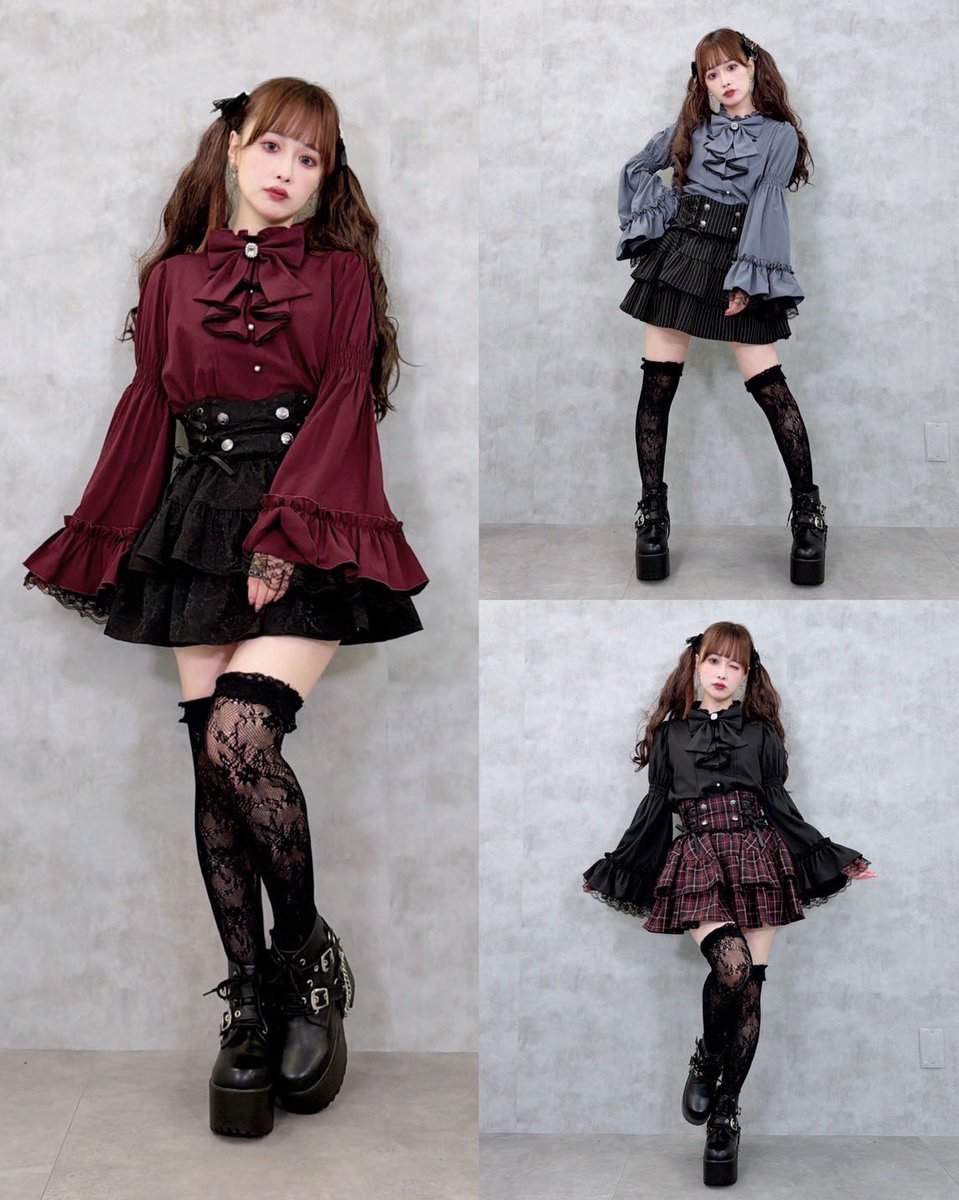 Mayukawaiidoll's tweet photo. 【ゴシックレイヤードワンピース】
3L/4Lサイズ展開
淡白(ｽﾄﾗｲﾌﾟ)3Lサイズ489-3074
中黒(ｻﾃﾝｼﾞｬｶﾞｰﾄﾞ)3L489-3076
中灰(ﾁｪｯｸ)3Lサイズ489-3083
6,050円(税込)

【ゴシックティアードチュニック➕ショートパンツセット】
3L/4Lサイズ展開
淡白(ｽﾄﾗｲﾌﾟ)3Lサイズ489-3091
中黒(ｻﾃﾝｼﾞｬｶﾞｰﾄﾞ)3Lサイズ489-3095
6,600円(税込)

【ゴシック姫スリーブラッフルブラウス】
3L/4Lサイズ展開
中黒 3Lサイズ 485-1944
中灰 3Lサイズ 485-2026
濃赤 3Lサイズ 485-2136
4,400円(税込)

【ゴシックレースアップティアードスカート】
3L/4Lサイズ展開
淡白(ｽﾄﾗｲﾌﾟ)3Lサイズ 487-1962
中黒(ｻﾃﾝｼﾞｬｶﾞｰﾄﾞ)3Lサイズ 487-1964
中桃(ﾁｪｯｸ)3Lサイズ487-1966
4,400円(税込)

【フードファー付きパーカ】
＊ファー部分・ポリエステル100%
3L/4Lサイズ展開
中黒 3Lサイズ 481-1459
濃灰 3Lサイズ 481-1461
4,400円(税込)

#PR #Avail #Majoretty #ゴシック地雷 #ロリィタ