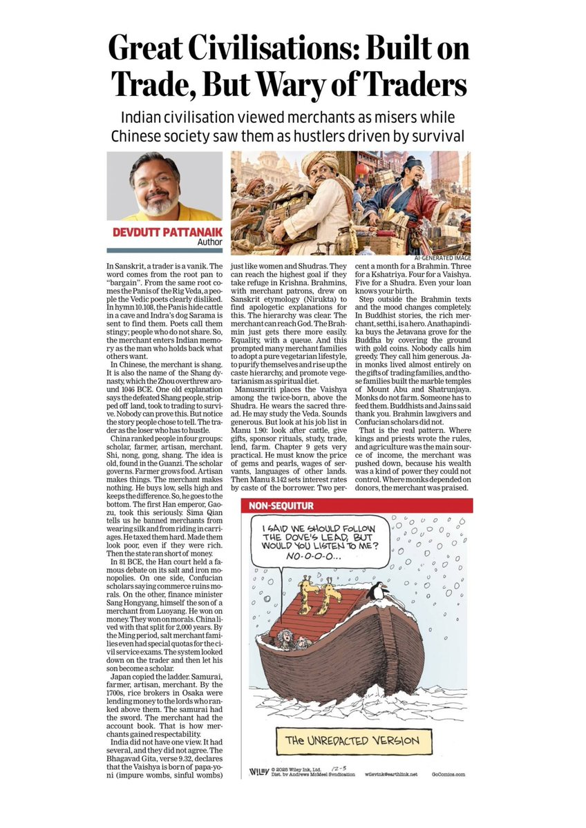 devduttmyth's tweet photo. China ranked people in 4 groups: scholar, farmer, artisan, merchant. Shi, nong, gong, shang. The scholar governs. Farmer grows food. Artisan makes things. The merchant makes nothing. He buys low, sells high &amp; keeps the difference. 

Read more...

https://t.co/kweUeUqsY8 https://t.co/riIoKnoDGG