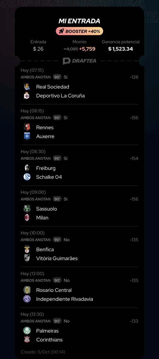ElCazaPicks_'s tweet photo. 🚨CAZADORES,YA HAY PARLAY DE FUT
Hoy me fui con el booster de ambos anotan en Draftea 👀🔥
💰 Le metí $26 💸 Puede pagar $1,523
Díganme, ¿cuál de todos me va a chingar?😆
Dejo ticket abajo👇🏽

https://t.co/6hOlmx7Pkf

#CazaPicks #Draftea #Parlay #AmbosAnotan #ApuestasDeportivas https://t.co/Rzy7PQYfer