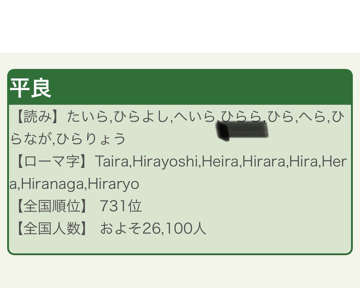 09peacechan05's tweet photo. 実はわたくし、苗字オタクなのですが知らないお名前を見聞きするとすぐ調べるのです……  今日は平良と書いてひららさんという方を見かけました…！先日は五江渕さんというお名前も発見…！！苗字って奥深くて面白いな〜 https://t.co/tBbOChqFrO