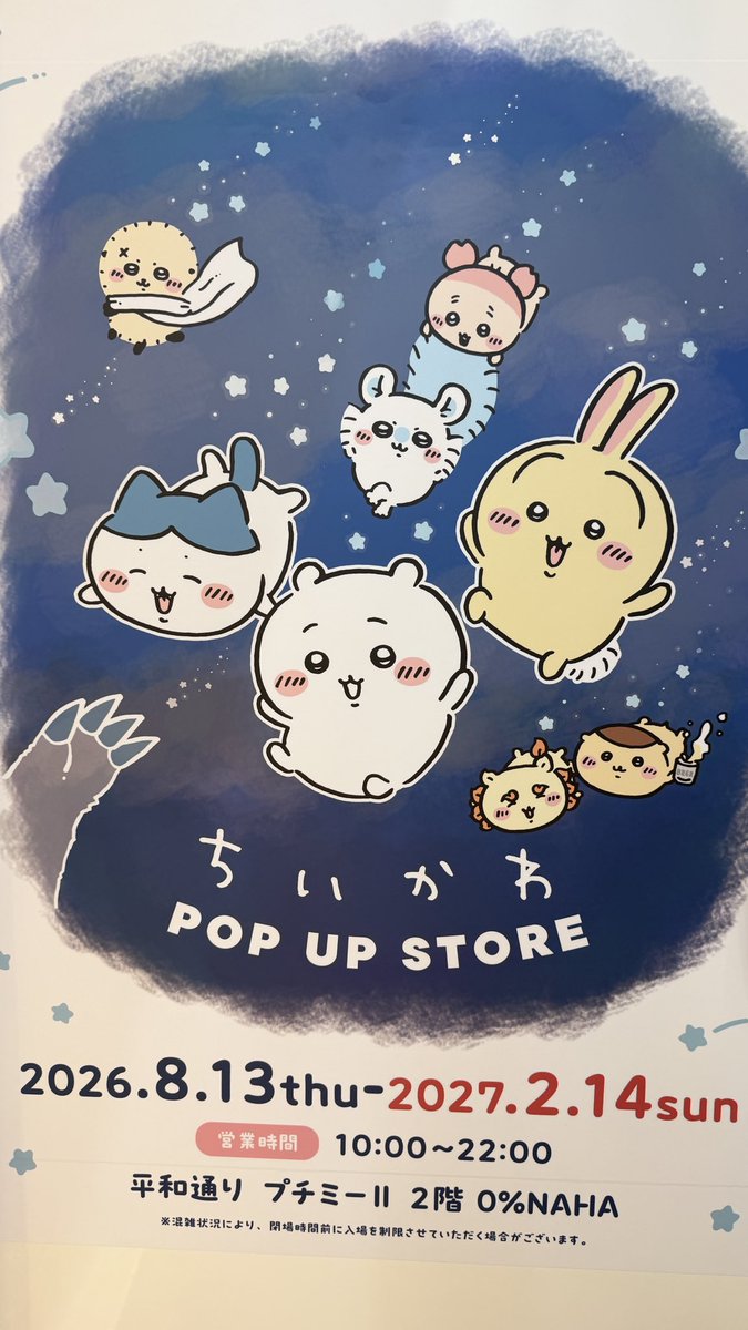 __LandA_'s tweet photo. 那覇大綱挽祭り、久茂地を応援しに行きましたが大雨で退散☔️

ちいかわpop up行ってきました。
うちの子の好み渋すぎる。栗まんじゅうはは買ってあげたけど、鎧さんは自分のお小遣いで買う！言うて、自分でレジに鎧さん連れてって買ってました。センスすごいな。 https://t.co/pc7OzR23zF