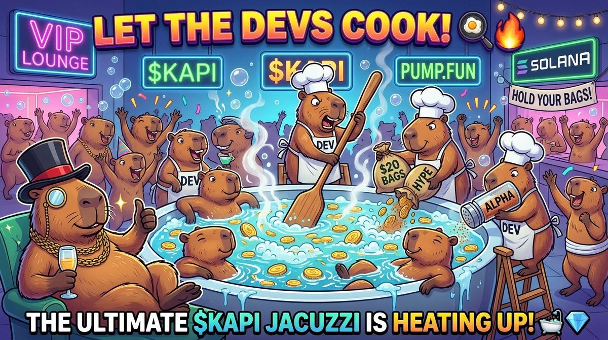 Kapibaraoffical's tweet photo. The energy around KapiBara right now is UNMATCHED! ⚡️🦫
​Our community is expanding fast, new members are pouring in, and the devs are cooking up the ultimate jacuzzi experience behind the scenes. 🍳💦 Thank you to all our new followers!
​Let's keep this momentum going and bring even more people into the spa. 👇 Support the $KAPI movement:
​1️⃣ LIKE & FOLLOW to spread the word
2️⃣ Jump into our Telegram: https://t.co/O5GlmXfXd2
​Hold your $20 bag tight. The best is yet to come! 💎🚀
​#MemeCoin #Crypto #KapiBaro #PumpFun