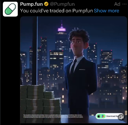 PetalSoI's tweet photo. GENNY PUMP NARRATIVE,

Pumpfun just started using this new AI character to onboard normies in their ads!

He's a normie then becomes rich with pumpfun, they are pushing ads all over X and IG with him on them to onboard the masses,

Literally the representation of Normie changing their life with memecoins and no one has noticed!?!
https://t.co/q3iVuosYb0