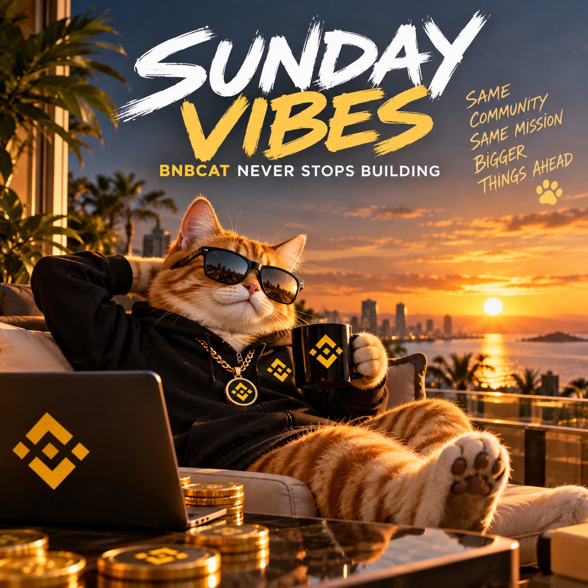 CTOBNBCAT_x's tweet photo. 🐱💛 SUNDAY CHECK-IN, CAT ARMY!

Another Sunday, another day to stand together.

No matter what the market does, the real ones are still here. Building, supporting, and pushing $BNBCAT forward. 🐾

The journey is far from over. 🚀

Drop a 🐱 in the comments!

#BNBCat #BNBChain https://t.co/gMcNFpVnw8