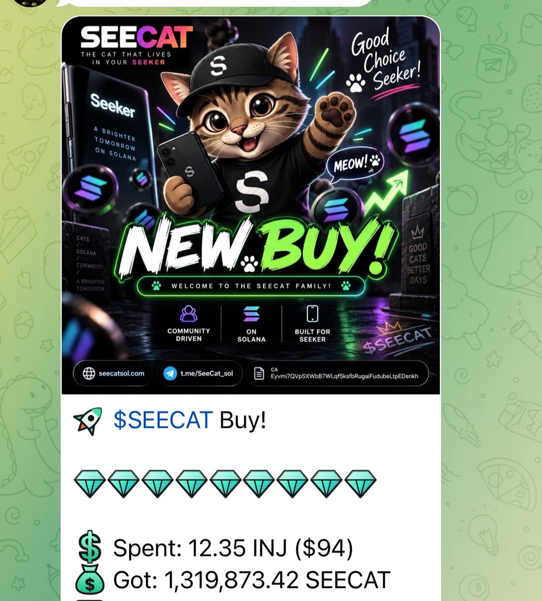 RicoOnSol's tweet photo. I must say it feels really nice to see people swap out their favorite holdings for solana:Eyvmi7QVpSXWbB7WLqf5ksfbRugaiFudubeLtpEDsnkh making it their new favorite. 

It just shows how much people are starting to see and understand what this cat is all about and they want to be a part of it. 

Swapping your coins for SEECAT coins simply implies that you love your coins but you love SEECAT more 😽❤️

Hodl solana:Eyvmi7QVpSXWbB7WLqf5ksfbRugaiFudubeLtpEDsnkh 
Earn solana:SKRbvo6Gf7GondiT3BbTfuRDPqLWei4j2Qy2NPGZhW3 

The loop never ends ➰