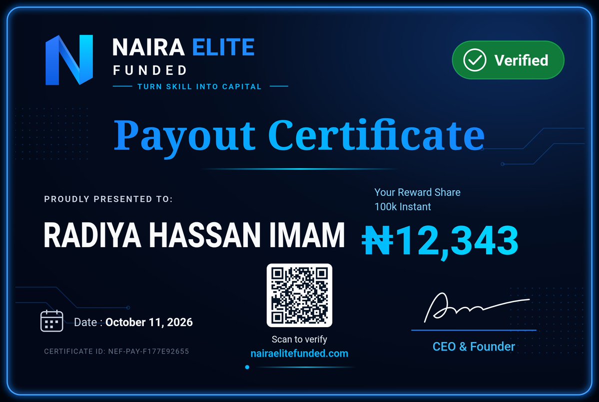 LadyAlphaTrade's tweet photo. 💸 NO PAYOUT IS TOO SMALL! 🇳🇬🔥

No payout is too small! 💸🔥 Every win counts. ✅

Naira Elite just secured a payout! 🇳🇬💰

Looking for an affordable Naira prop firm with trader-friendly rules and payouts  arriving in as little as 30 minutes 👀

Naira Elite might be worth checking out! 👑📈
https://t.co/Ow171oXhox
Start small, trade smart, and let consistency speak. 🚀

#NairaElite #Ladyalphatrade