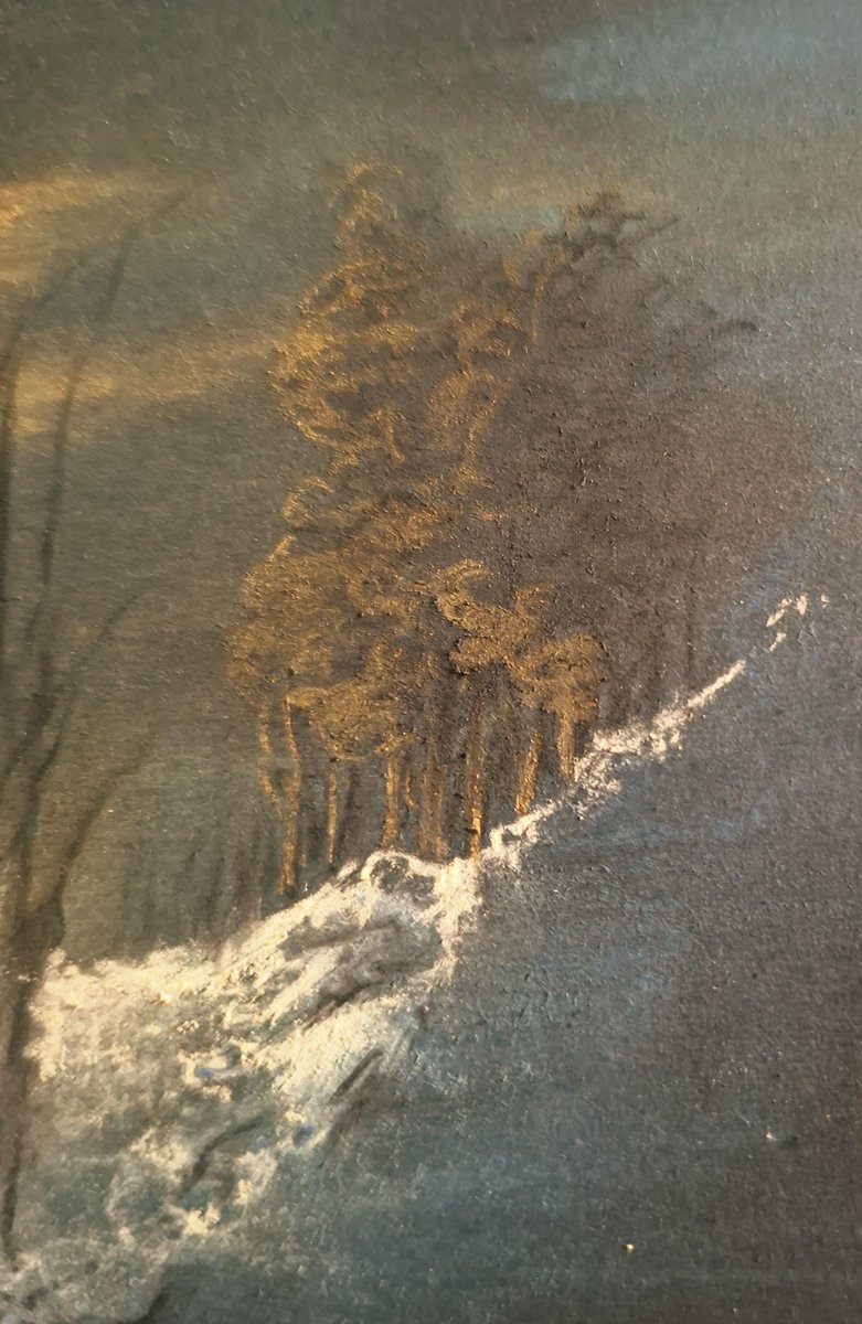 maryswanart's tweet photo. As Winter is knocking at the door ( my feet are telling me so) I've decided to create a triptych of my recent pastel The Call.  On the left is a glimpse of the study for part 2 in the series.  
#snow
#winterart https://t.co/9wdqkCN0RD