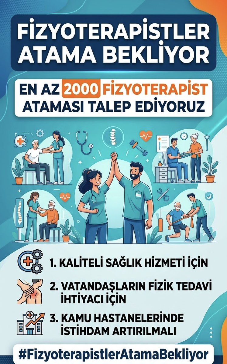 therapyofphysic's tweet photo. @drmemisoglu Zamanında fizik tedavi almak her hastanın hakkıdır. Biz atama bekleyen fizyoterapistler olarak hastalarımızla ilgilenmeye hazırız. Yüksek  sayıda fizyoterapist atama müjdesi bekliyoruz. 
@drmemisoglu
@saglikbakanligi
#Kamuya5BinFizyoterapist https://t.co/7j4jcXxFt1