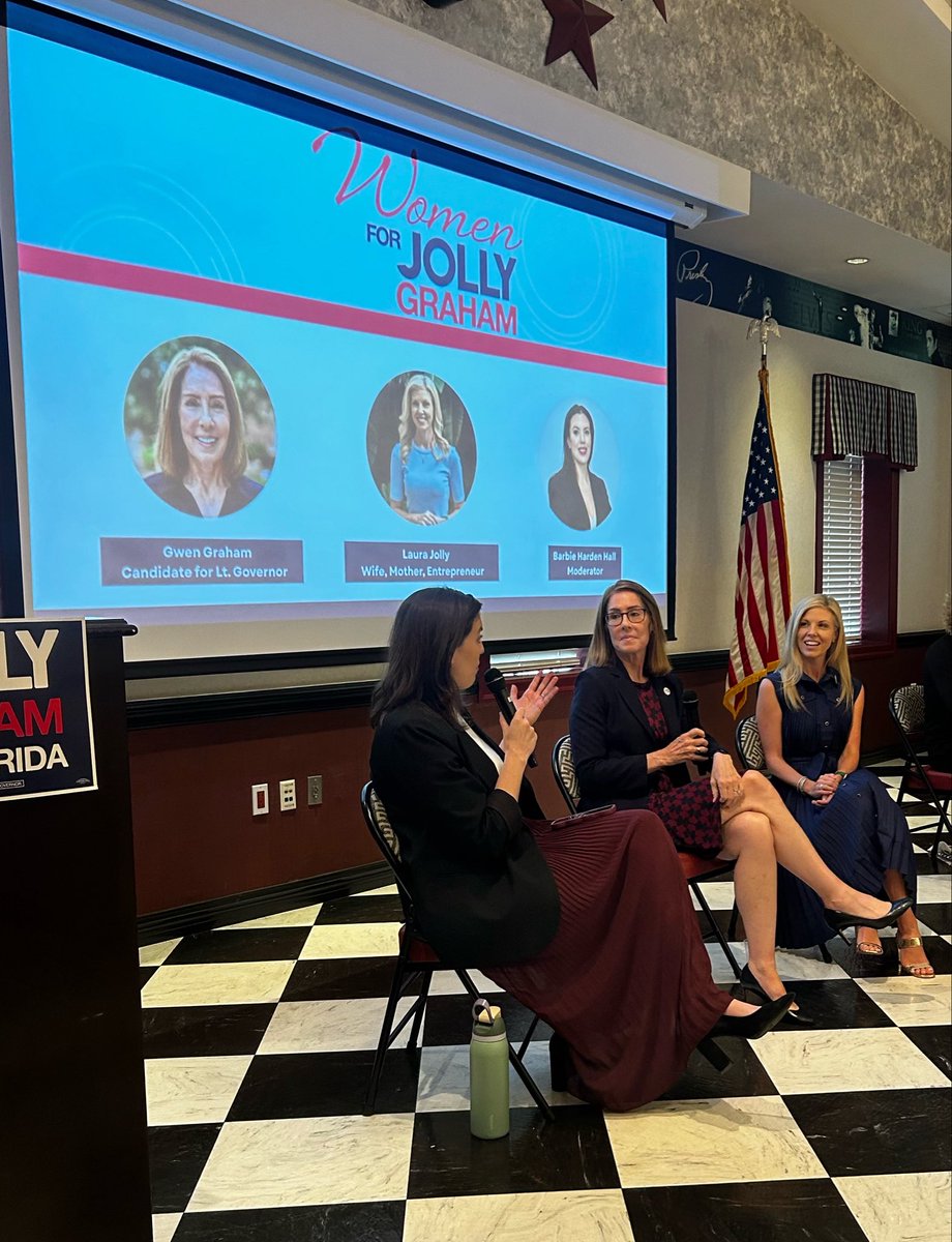 barbiehhall's tweet photo. It was truly an honor to be asked to moderate the Women for Jolly event yesterday in The Villages with @laurajollyfl and @GwenGraham. It was a packed house who brought along so many donations for those impacted by Hurricane Isaias. 

We had a bipartisan audience that came to hear how they plan to work to make Florida even better than it is now. Their knowledge, consideration, and concern for people are obvious to everyone who meets them. I believe so much in what they and @davidjollyfl plan to accomplish and will do everything I can to make it a reality. 

If you are on the fence in this race, attend an event to hear directly from them. You’ll be convinced that they are ready to lead Florida to a better future.