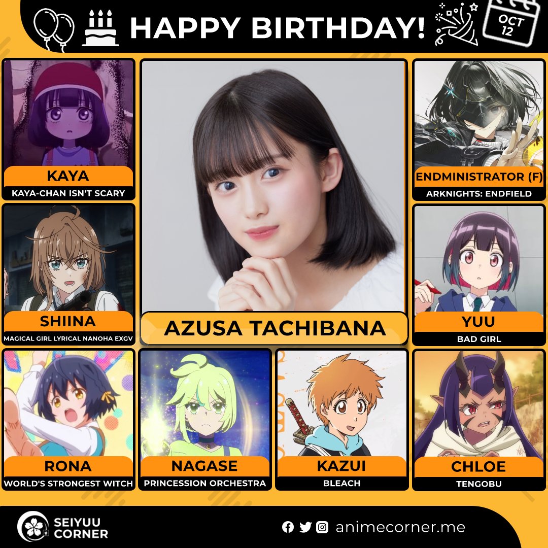 seiyuucorner's tweet photo. Happy birthday Azusa Tachibana! 🎉

Let's wish her all the best @anzusaku1012

#AzusaTachibana #橘杏咲 #橘杏咲生誕祭2026 https://t.co/LuDmQKEoTX