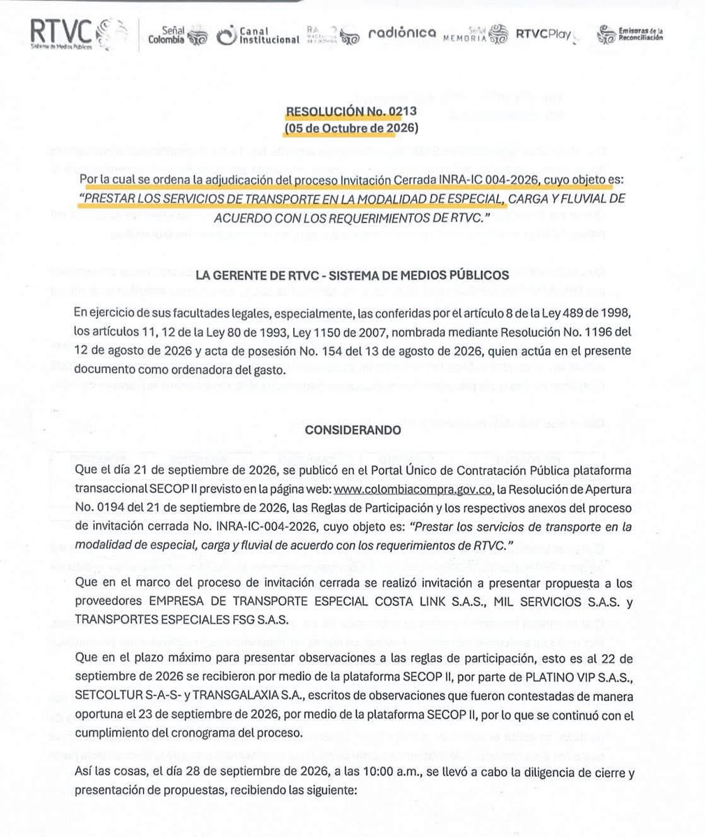 ElizbethCristi7's tweet photo. ¡GRAVÍSIMO! ¿ESTO ERA LA PATRIA MILAGROSA?

RTVC adjudicó un contrato por $1.200 MILLONES a Transportes Especiales F.G.S. S.A.S., empresa sancionada por la SIC en 2022 por prácticas que afectaron la libre competencia en procesos de contratación pública.

¡Y lo hicieron por invitación cerrada!

Abelardistas, Daniel Briceño y compañía: ¿dónde quedó el discurso de transparencia y lucha contra la corrupción? ¿La indignación solo les sirve cuando el que gobierna es Petro?

Siempre han defendido a los poderosos con discursos de moralidad, pero cuando llegan al poder, las preguntas incómodas empiezan a sobrar. Colombia no votó para cambiar un discurso por otro y terminar viendo las mismas prácticas de siempre.

¡Mucho escándalo en campaña y ahora toca dar explicaciones! ¿Esta era la patria milagro que prometieron? 😂