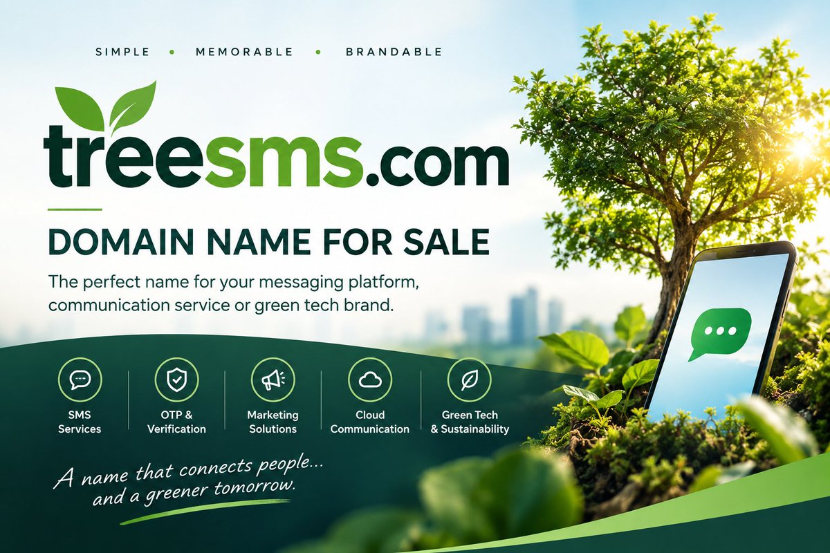 bysedoname's tweet photo. TreeSMS
https://t.co/o6R9o0zXas
Domain Name For Sale
#TreeSMS #DomainName #DomainForSale #PremiumDomain  #SMS #SMSAPI #BulkSMS #BusinessMessaging #CPaaS #CloudCommunications #Telecom #Telecommunications #Messaging #A2PSMS #OTP #Authentication #SaaS #Branding #TechStartup https://t.co/kmE1C3ifU0