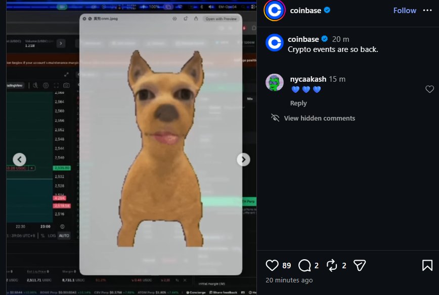HamsterTamer90's tweet photo. Coinbase posted a "duge" meme on their Instagram 20 minutes ago.

Second slide: https://t.co/GvJLfVUyGi https://t.co/GWeqrx2vQK