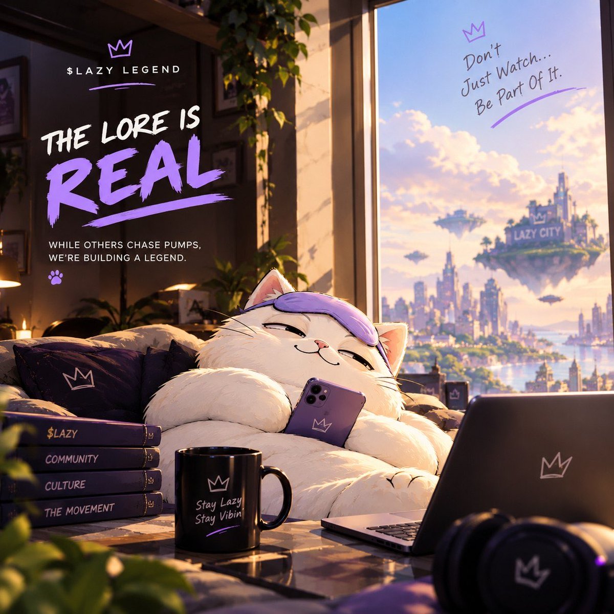 Lazyleggend's tweet photo. THE LAZY LEGEND IS WAKING UP… AND YOU DON'T WANNA MISS THE LORE. 🐾🐈

While everyone is busy chasing the next pump, $LAZY is building its own identity.

We’re not here to make noise for one day and disappear the next. We're here to build something people can recognize, connect with, and grow alongside.

✷ A roadmap with direction.
✷ A community with a voice.
✷ A mascot with a legend to tell.
✷ A team building at its own pace, without losing momentum.

And the funniest part? We're still writing the story. 👀

Don't just watch the lore unfold from outside. Come meet the Lazy Legends. 🐈⚡

🔗 Join the Lazy Pack: https://t.co/Li7G8C9c5m

CA: YJGwM2uazxBEtfW68z6ga7LrTw98csFbfWHuptzpump 

Stay Lazy. Stay Chill. Stay Vibin’. 👑💜

No promises of pumps. Just a story we're building, one chapter at a time. Pumps are definitely near👀!!