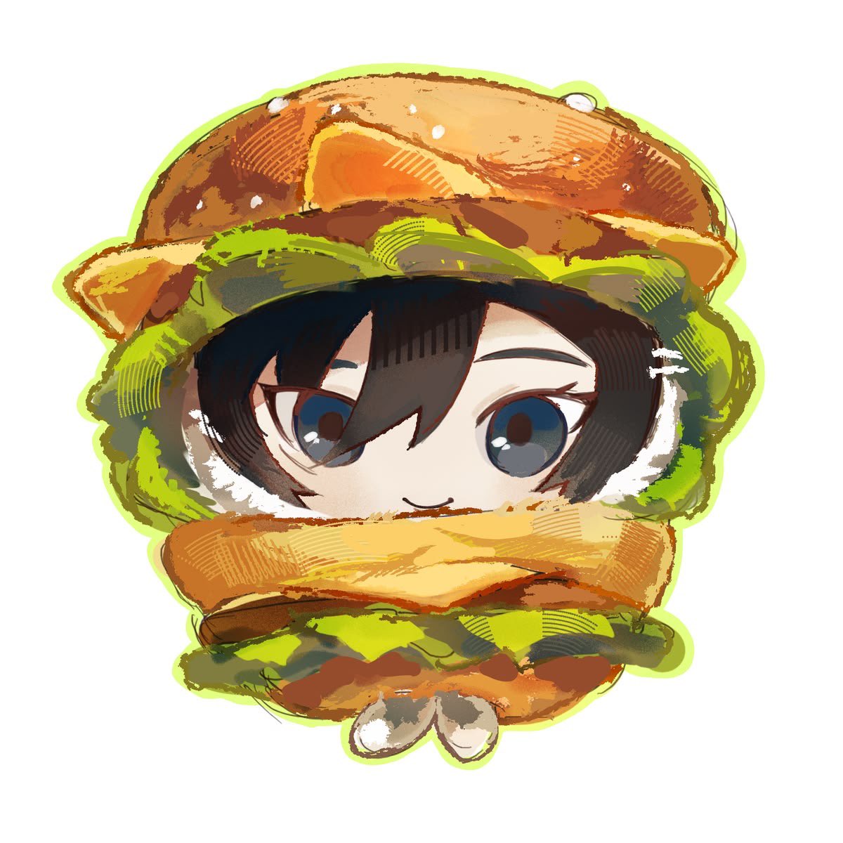 Camzacaza's tweet photo. burger mikasa #cute https://t.co/sVJmdJslvN