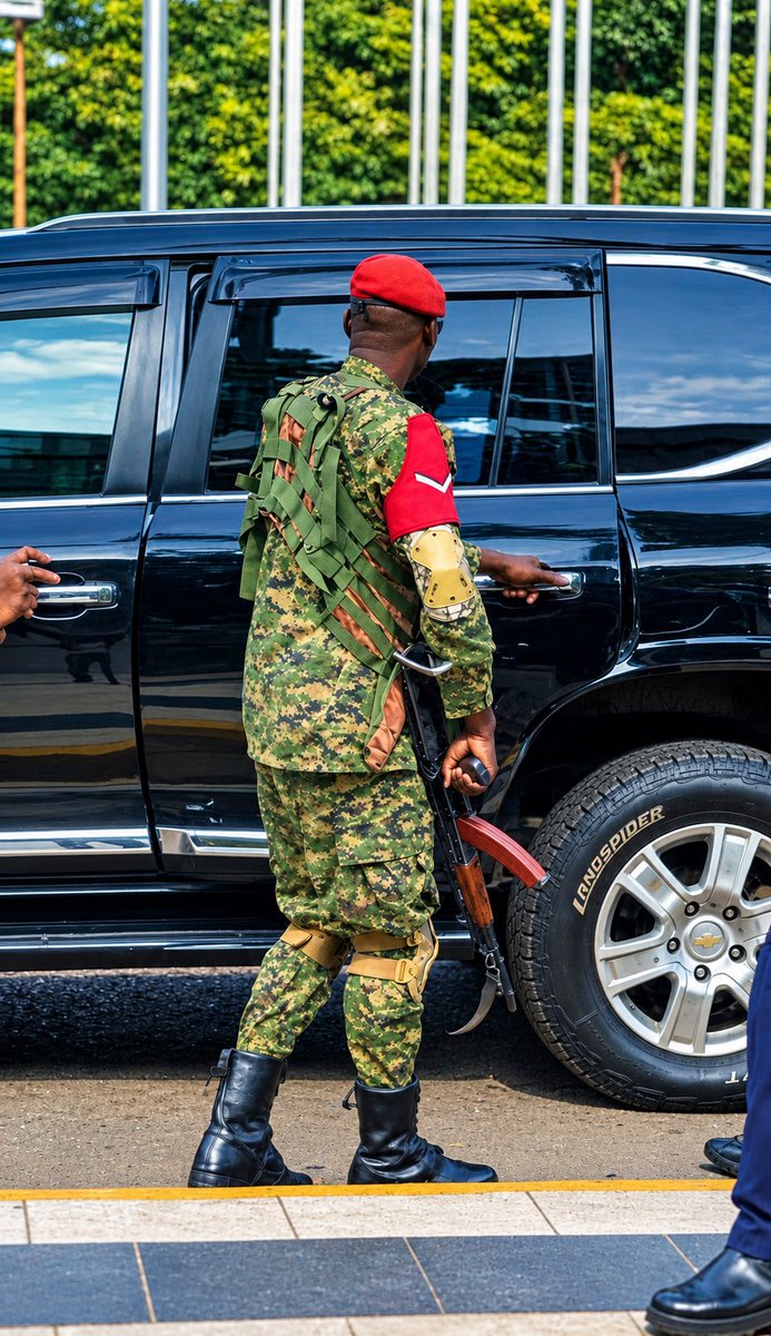 sserumagaelly's tweet photo. 🙆‍♂️Bebe Cool moving like he’s late for a cabinet meeting. SFC on duty, black SUV, the whole package. Is he still in the music industry or did he switch careers? 😂 https://t.co/3u4qhJD10w