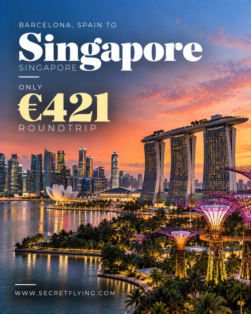 SecretFlying's tweet photo. #Barcelona, Spain to Singapore for only €421 roundtrip #Travel

https://t.co/QLj6PpuFgb https://t.co/AkR6c3cSKE