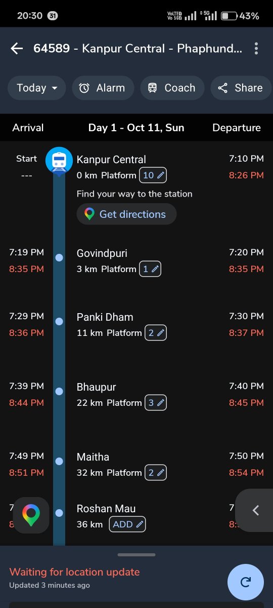 Anuj96917175's tweet photo. इस ट्रैन का आता पता नहीं कब आएगी पता नहीं क्यों लेट करी जा रही हैं यात्रियों बहुत भारी परेशानिया उठाने पड़ रही हैं किसी को स्टेशन से 10km जाना रहता हैं किसी को20km दूर जाना रहता अधिकारी क्यों नहीं दे रहे ध्यान @drmprayagrajnc @RailMinIndia @RailwaySeva @Central_Railway @ECRlyHJP https://t.co/MFj9ASjlgV