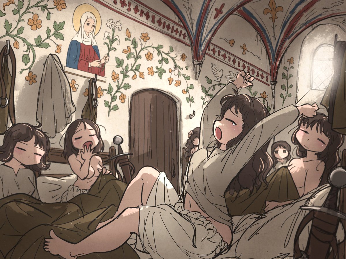 Ironlilyart's tweet photo. Daily life of Ordo Mediare Armed Sisters #1

The Armed Sisters begin their day in the communal dormitories. They rise at 4 am to wash and get dressed, followed by morning prayers at 5. Having their first meal at 6 and prepare for the morning training ahead. https://t.co/xNtABtNbTl