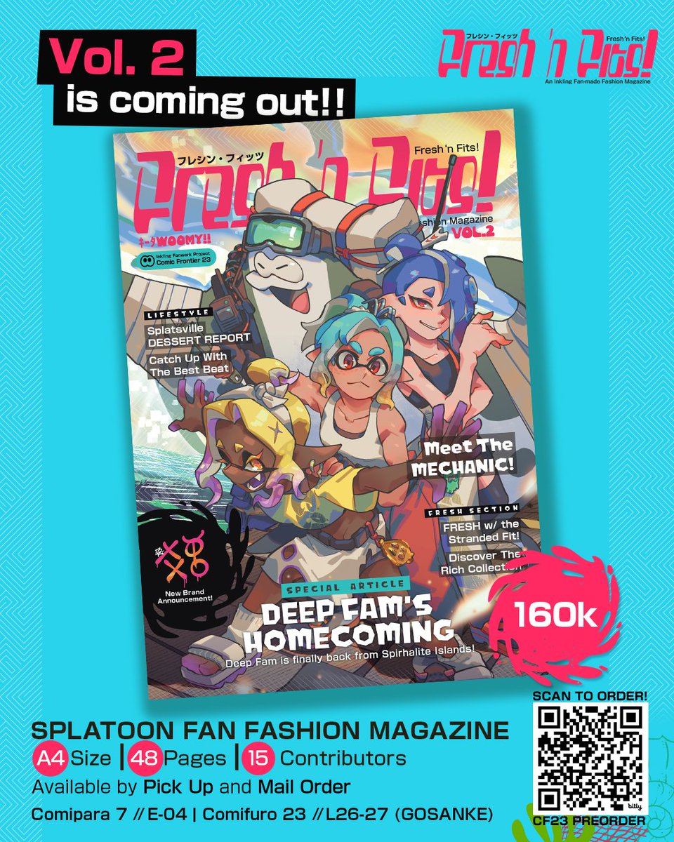 freshnfits's tweet photo. 🦑Contributor Spotlight!🐙
Today's preview is from Falmented (@Falmented )
Chirpy Chips songs are banger, aren't they? Don't miss it!

Grab the Fresh 'n Fits Vol. 2: An Inkling Fan Fashion Magazine
Worldwide shipping: https://t.co/GSy5lu1lUG 
#cf23 #comipara7 #splatoon #zine https://t.co/CgPldP1YS6