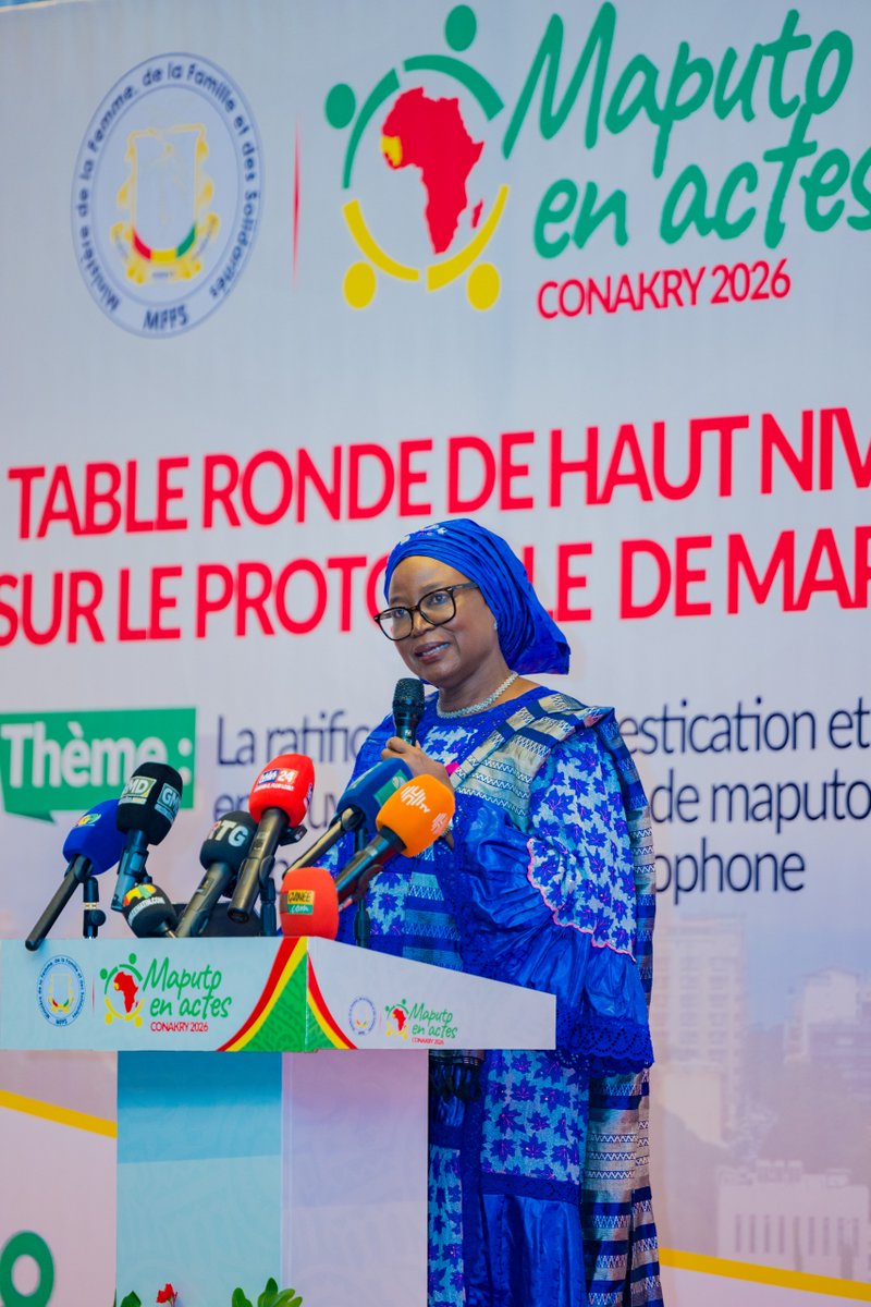 achpr_cadhp's tweet photo. On 7 October 2026, @achpr_cadhp Special Rapporteur on the Rights of Women in Africa, Hon. Commissioner Janet Ramatoulie Sallah-Njie, participated in the High-Level Round Table on the Maputo Protocol in Conakry, Guinea.
#ACHPR #SRRWA #MaputoProtocol https://t.co/oS1t3Y5LR4