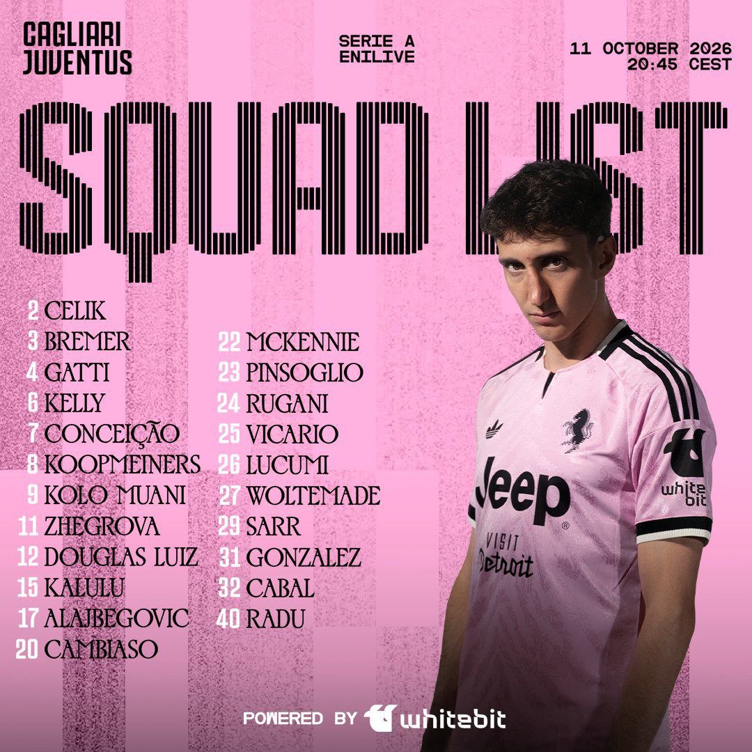 CalcioHEAT's tweet photo. ✅ ¡Los convocados de Luciano #Spalletti para el Cagliari🆚Juventus !
#Juventus #Juve #ForzaJuve #FinoAllaFine #VecchiaSignora #Jeep #VisitDetroit #UCL #ChampionsLeague #FIGC #CoppaItalia #CoppaItaliaFrecciarossa #UEFA #FIFA #Heineken #Balocco #Cygames #Stanley #ItalianSerieA #SerieA #Calcio #JWomen #JuventusWomen #JuventusMiamiFL #CalcioHeat