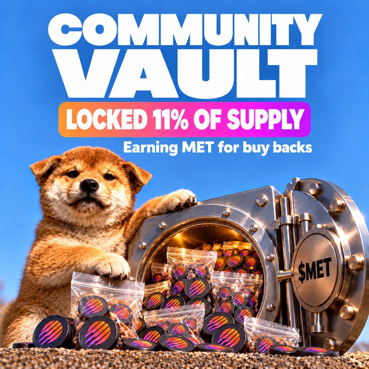 itsjustinu's tweet photo. Gminu everyone! Did you know that solana:Eii9T6RPJXaFeWgLg5jYrnco7Fwz1RChFj6A5eqh39Ab has a community vault with 11% of the supply and growing locked and earning solana:METvsvVRapdj9cFLzq4Tr43xK4tAjQfwX76z3n6mWQL for buybacks?🐕☄️ 

First @otcdotcash smart launch! https://t.co/NW1yTCKyUa