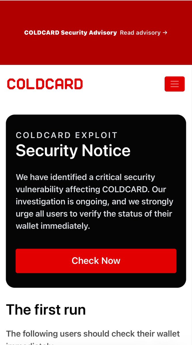 solminingpunk's tweet photo. #ALERT 🚨 @COLDCARDwallet account was “compromised” while still having 2FA on and posted a phishing link. 

And that’s exactly what it is. Your typical phishing vector. 

Do not interact! 

#cybersecurity https://t.co/kfP048OFrj