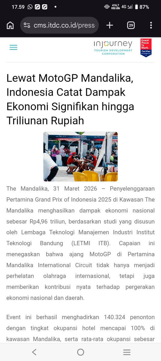 Ownnie1's tweet photo. #GrandPrixMandalika ini heboh banget sih, paling gong lagi pas liat berita Dampak Ekonomi MotoGP ini. manteppp sangat bermanfaat buat masyarakat lokal https://t.co/xOQHDarn0u