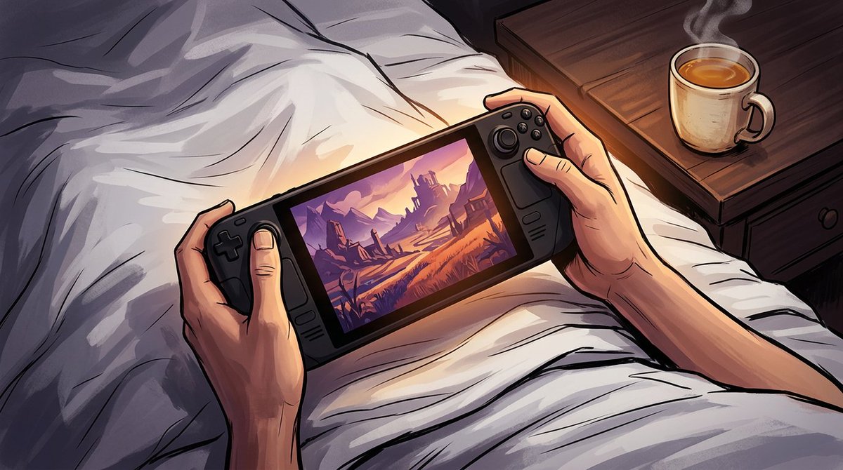 MrKOGaming's tweet photo. Starting my morning with the handheld backlog challenge. Some games just hit different on a small screen while chilling in bed compared to a desk setup.

#gaming #handheld #steamdeck #backlog https://t.co/cTrcX8jCyq