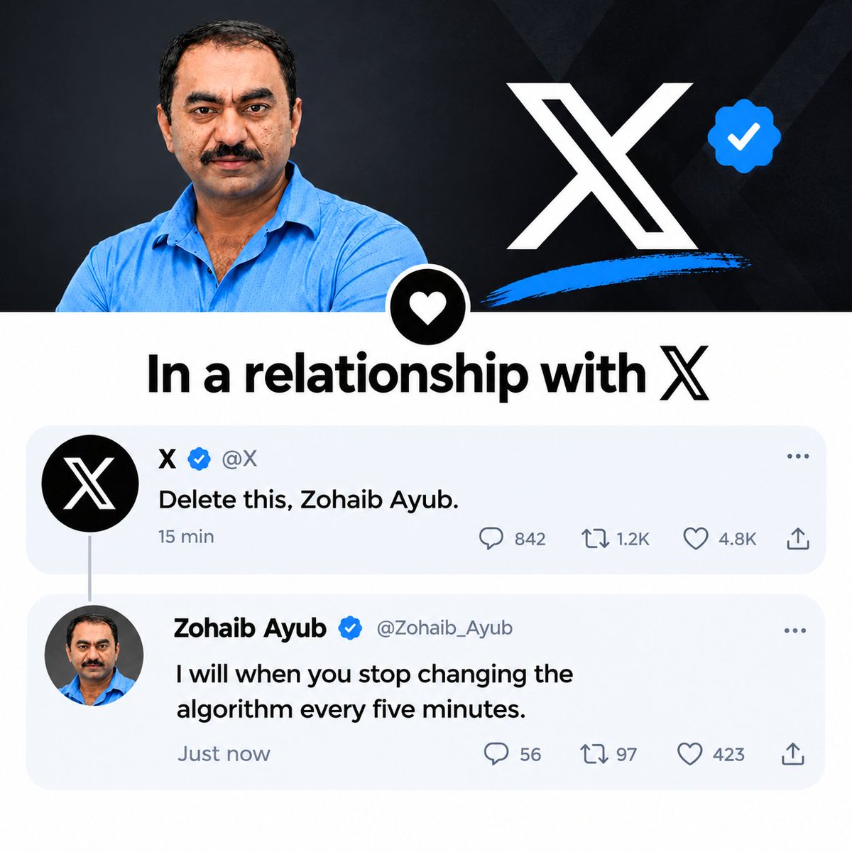 nexus_birds's tweet photo. 😂 In a Relationship with X (Twitter)!

X: Delete this, Zohaib Ayub.
Zohaib Ayub: I will when you stop changing the algorithm every five minutes! 🤣
When the algorithm is your biggest enemy but you still can't leave the platform! 💀🐦

Content Creators Can Relate! 🔥

#Twitter #X #ContentCreators #SocialMedia #Algorithm #CreatorLife #FunnyPosts