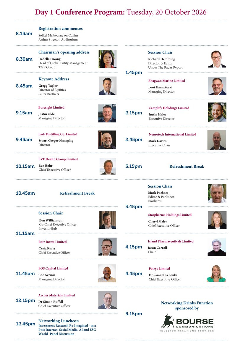 AusMicrocap's tweet photo. One week to go until this year's Annual Australian Microcap Investment Conference! Have you registered yet? 

Register now: https://t.co/RUP01Kce5K

View the full list of the Companies presenting and agenda for this year's Annual #AusMicrocap Conference here: https://t.co/YOOpAXJfJI