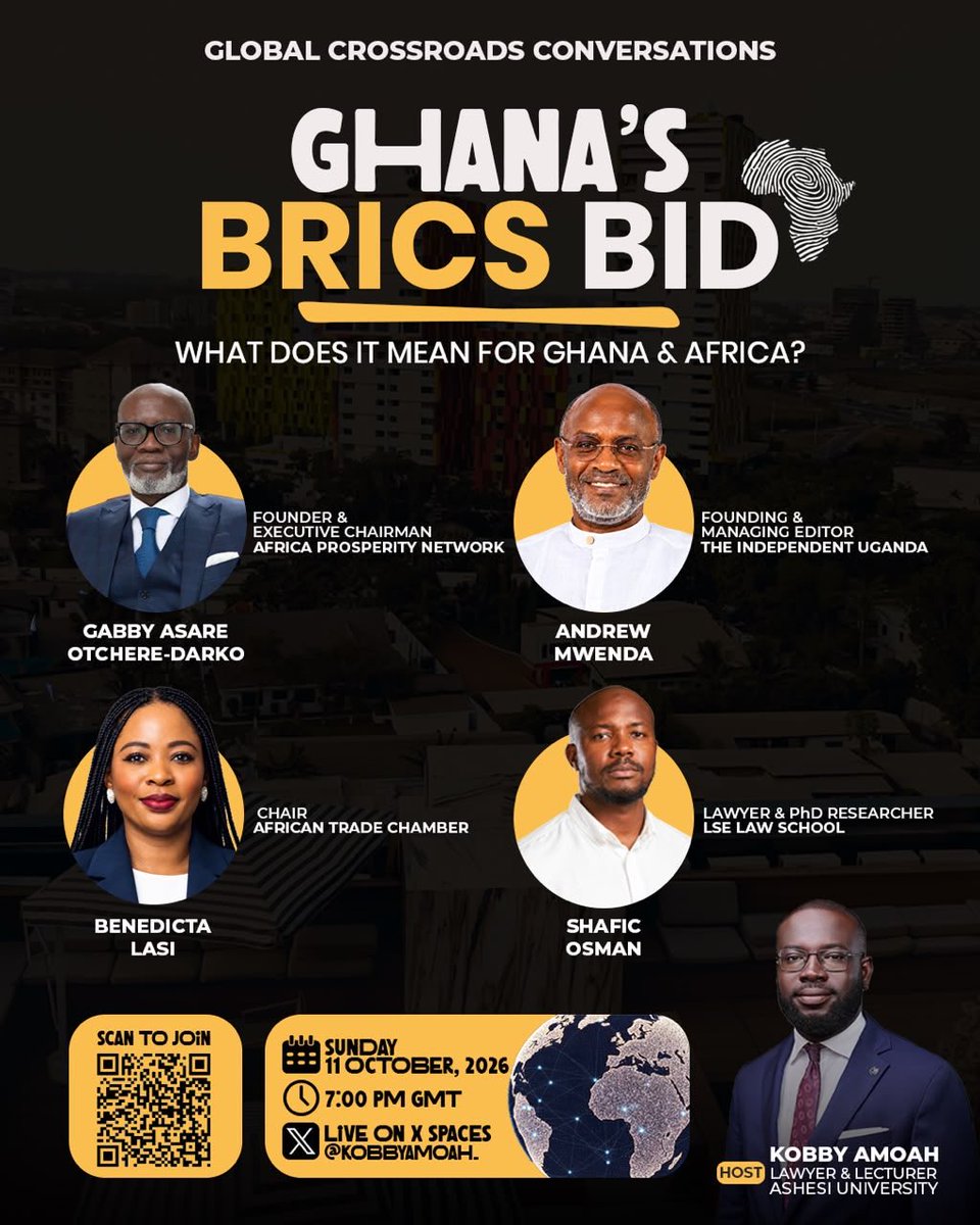 NoahAdamtey's tweet photo. Ghana plans to join BRICS. What does it mean for us as a country? Join some of the best brains working in the field for this urgent conversation tonight at 7:00 p.m. on X Spaces.

https://t.co/mkzTggZH9P

@ShaficOsman @kobbyamoah_ https://t.co/ZuYsYGn6bK
