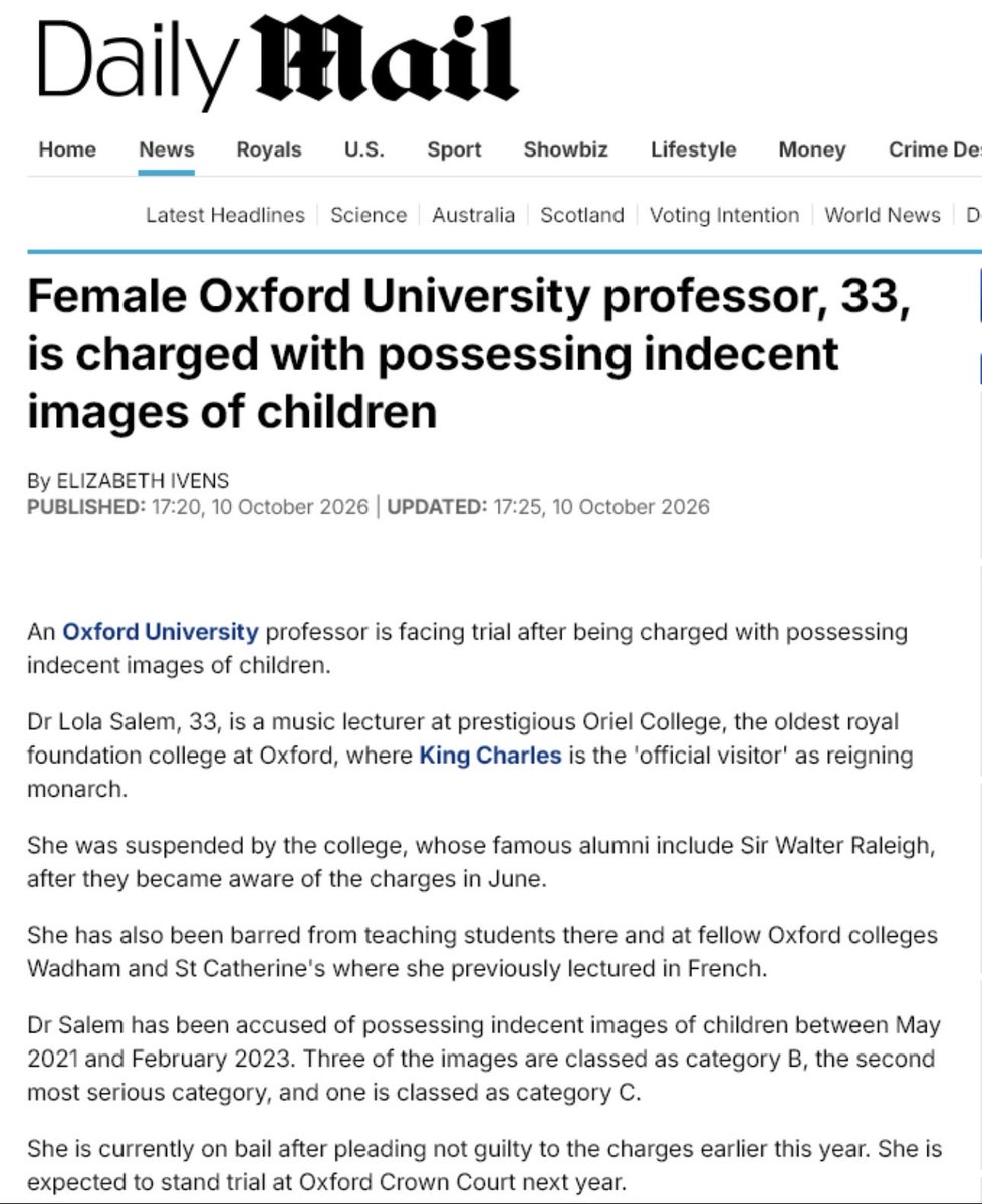 PeterAndrewss's tweet photo. Bizarrely, the story about @michaelgove’s former girlfriend charged with possessing child pornography, is no longer on the Daily Mail website. https://t.co/ta41ZhFcZX