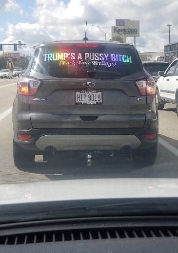 Suzierizzo1's tweet photo. When you see this on the car in front of you. Would you give them a thumbs up 👍? https://t.co/l8DXydpYQi