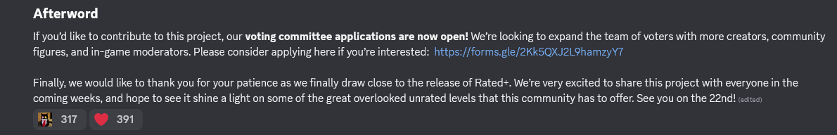 CoreOfSlaying's tweet photo. Pointercrate announced the Rated+ tab will release on October 22nd!

It'll feature a new tab for both rated and unrated demons, with unrated levels having their own voting system. There'll also be a separated Stats Viewer tab for both levels.

Finally, justice for unrated levels? https://t.co/YQx3jcum1k
