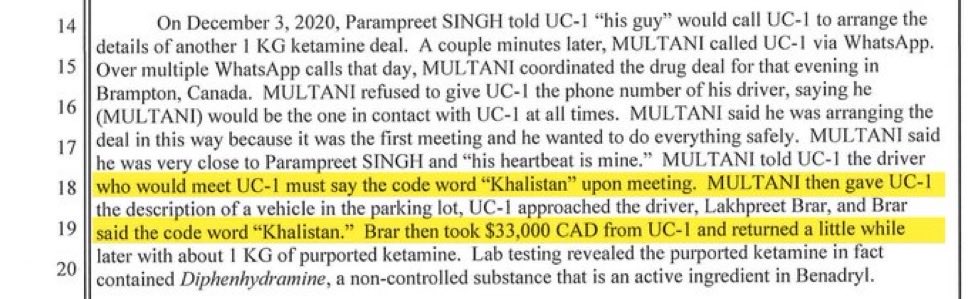 Jkaur0304's tweet photo. 🚨Drug Cartel Operated Under #Khalistan Banner

Parampreet Singh, 60, of Davis, received 10 years & a $2 million forfeiture after pleading guilty to leading a 2020–21 conspiracy that trafficked cocaine, heroin, opium, & ketamine between the US & Canada.

Court records show co-defendant Amandeep Multani directed an undercover agent to use the codeword “Khalistan” to identify the driver for a Brampton drug handoff.

The documented use of “Khalistan” as an operational codeword proves these defendants were running a drug cartel under the Khalistan banner.
 📷: @OnTheNewsBeat 
#cdnpoli
