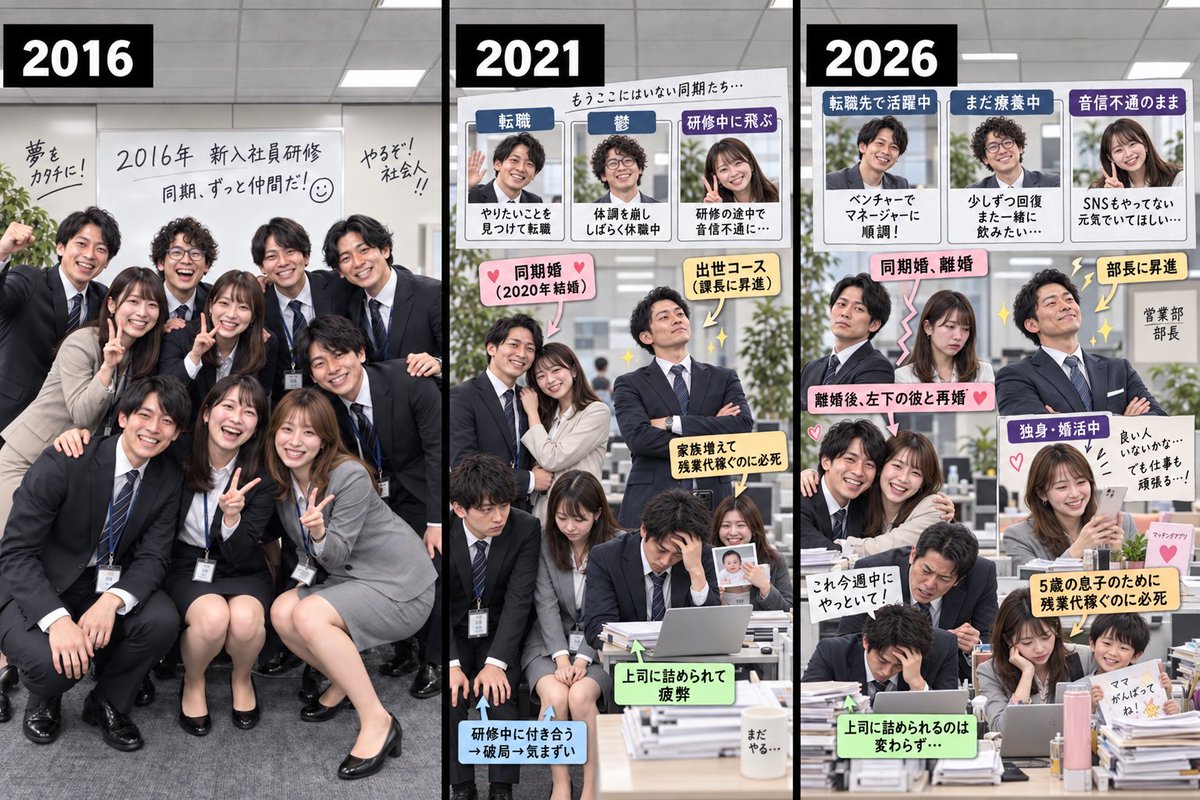 Iwantproperty's tweet photo. 同期あるある
さらにその5年後… https://t.co/N4uiiYR31L