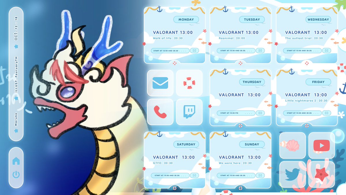 MarukoMeruna's tweet photo. 🐚🌊 ︱Maruko Meruna’s Live Collab Schedule ︱🌊🐚  

🗓️ Date: 12-10-26 to 18-10-26
              ｡･:*:･ﾟ★,｡･:*:･ﾟ☆

Credit Art :    Fouruary
(ขอบคุณแฟนอาร์ตด้วยงับบบ)

📌 สัปดาห์นี้ไลฟ์ทั้งหมด: 7 วัน~  
(อย่าลืมเซฟเวลาไว้ จะได้ไม่พลาดนะ~ 🐳) https://t.co/FftnNEUjE6