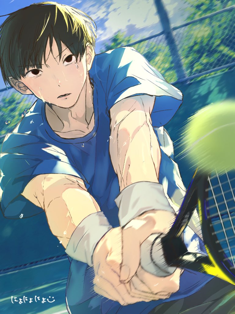 nyonyonyoI_I's tweet photo. userが大会に出て欲しいと言うから大会に出れるよう頑張り、userが大会勝ったらご褒美になんでもする！と言うから毎朝5時に起きて筋トレし毎日努力し続け、ついに大会当日全力で試合する山田ハジメ

#ぎなさんに描いたよ https://t.co/uY2wYav1wL